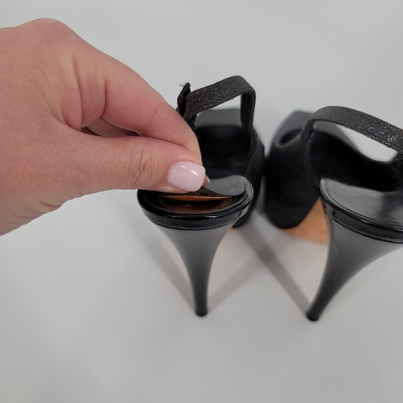 Giuseppe Zanotti Monro Black Glitter Platform Slingback Pumps Size 35.5 - Picture 5 of 13